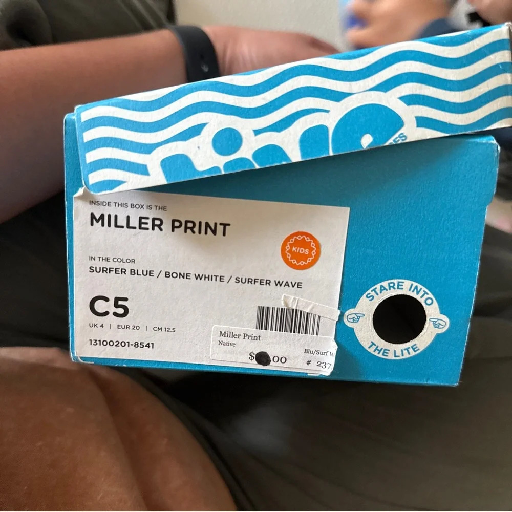 Native slip on shoes miller print blue bone surfer wave size C5